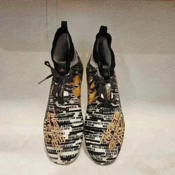 adidas Adizero Men's Cleats Size 13 Black/White‎ Writing Gold Three Stripe Life - Picture 1 of 14